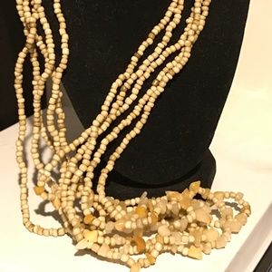 Cream Seed Bead Multi Strand Necklace